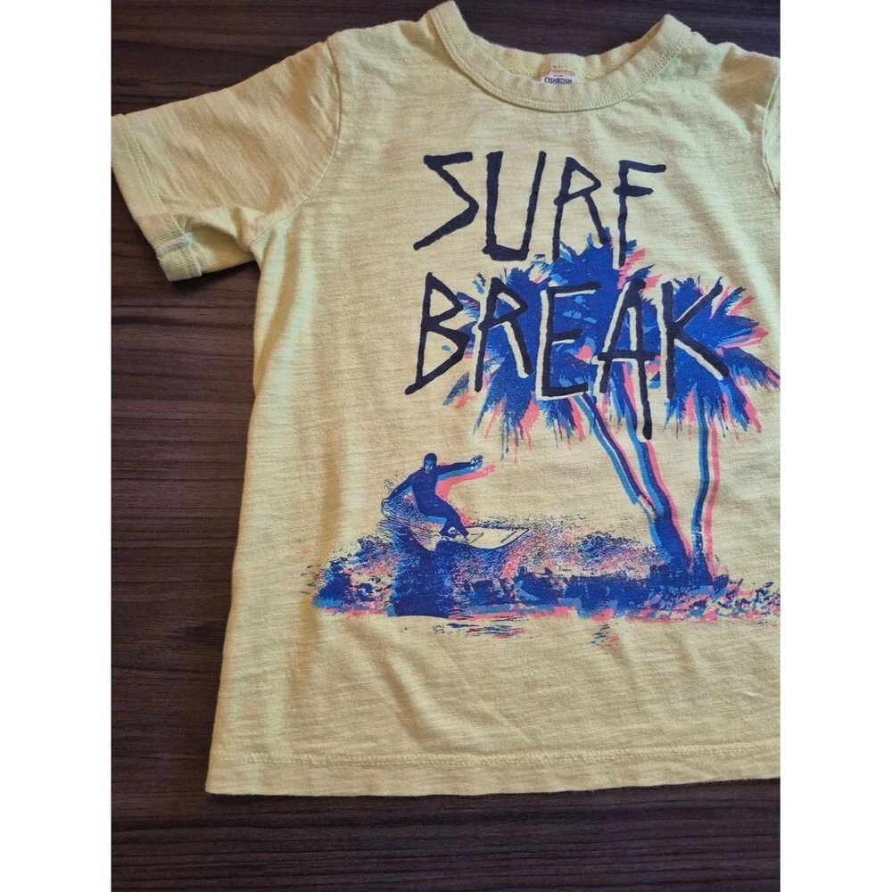 OshKosh B'gosh Yellow Surf Break Graphic 100% Cotton Tee 4T